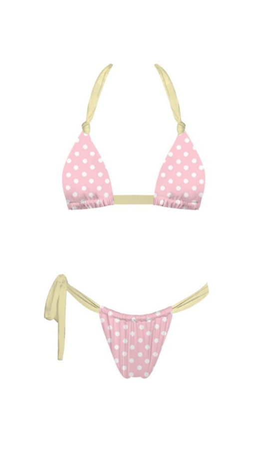 Pink Lemonade Polka Dot Bikini Set