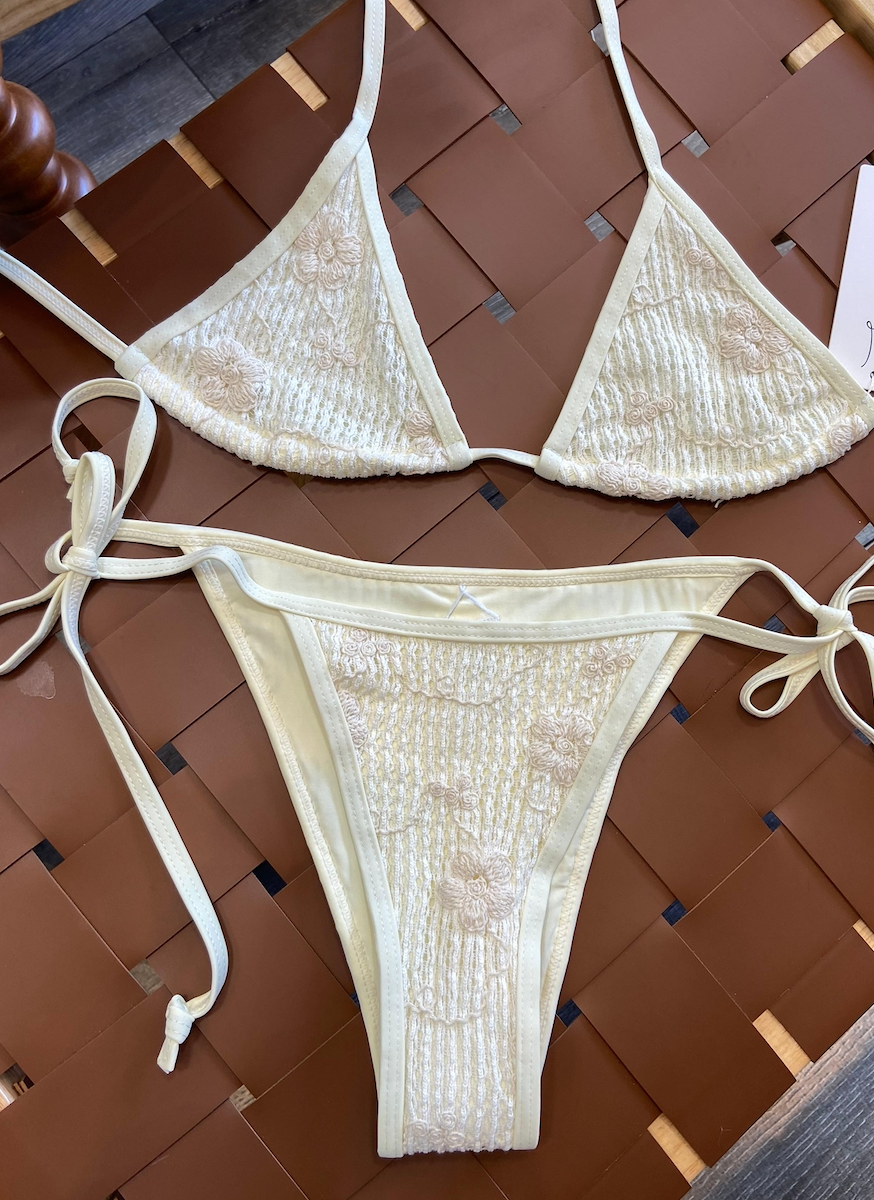 Ivory Knit Two Piece Bikini Set